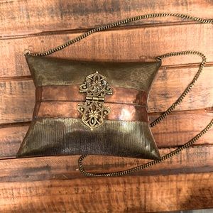 1930’s brass and copper trimmed purse, clutch vintage antique